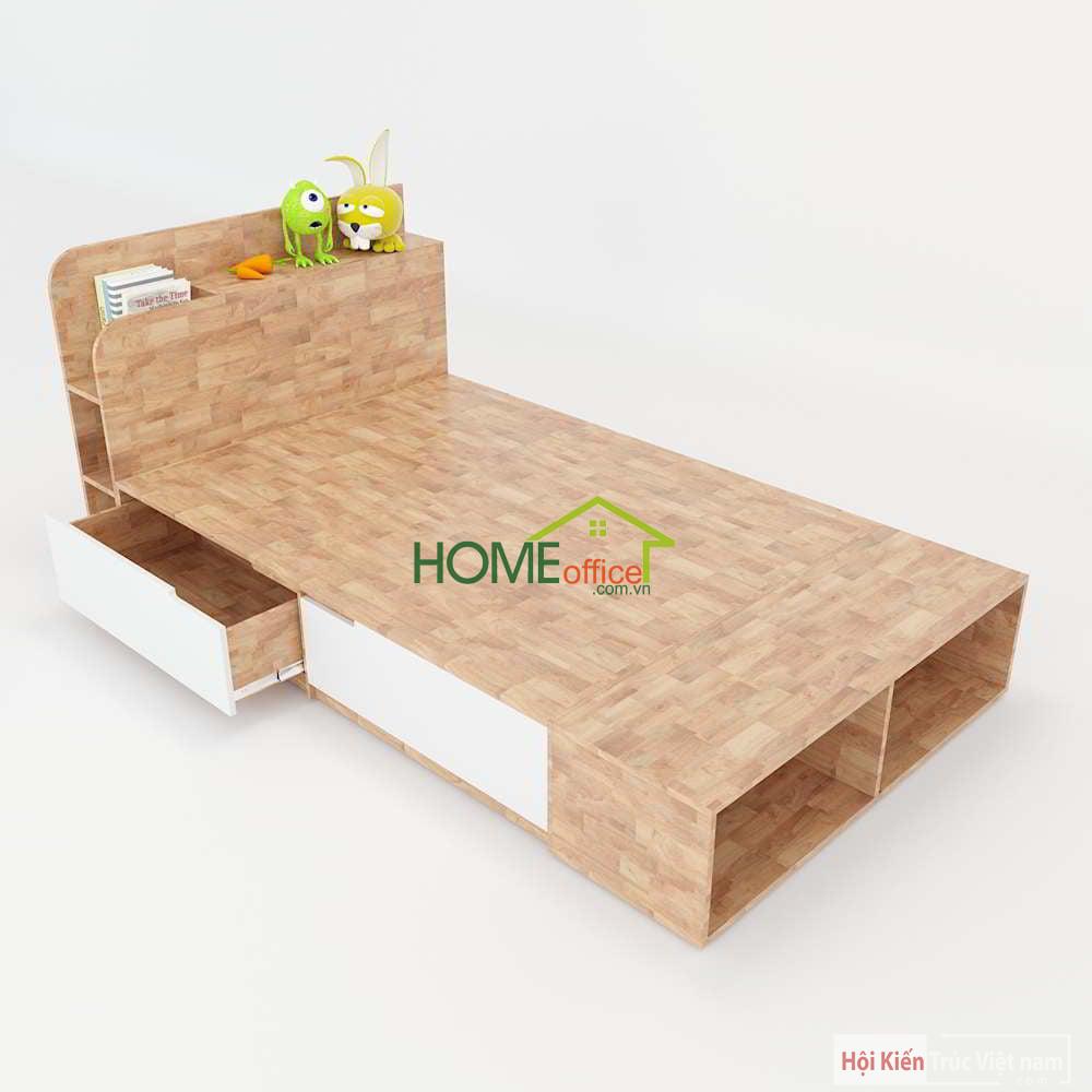 Giường ngủ có hộc kéo gỗ cao su tự nhiên GN68026