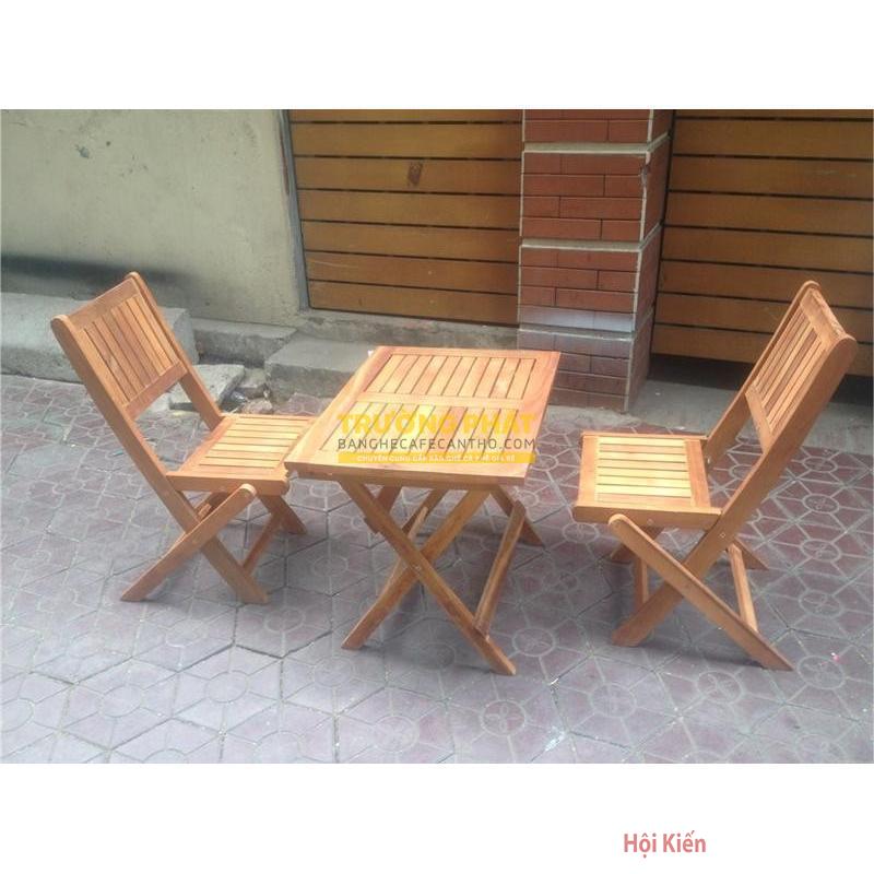 BỘ BÀN CHỮ NHẬT 2 GHẾ XẾP GỖ THẤP