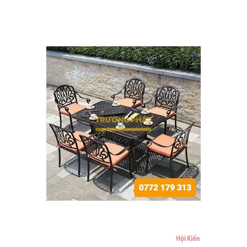 BỘ BÀN 6 GHẾ NHÔM ĐÚC CÓ BẾP THAN - HÀNG ĐẶT