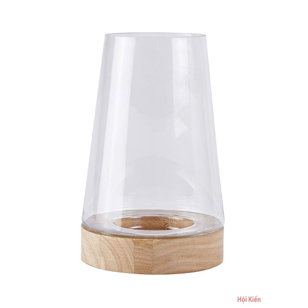 Lọ thuỷ tinh kính gỗ H21cm BO152221