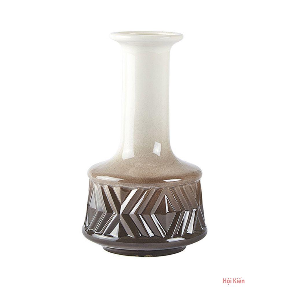 Bình gốm trắng kem D12cmxH20,5cm BO71051