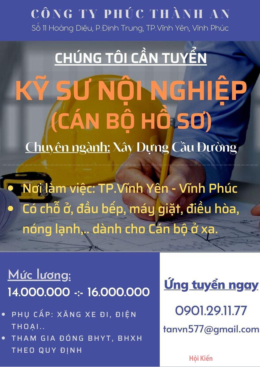 [ VĨNH PHÚC ] THÔNG BÁO TUYỂN DỤNG 
