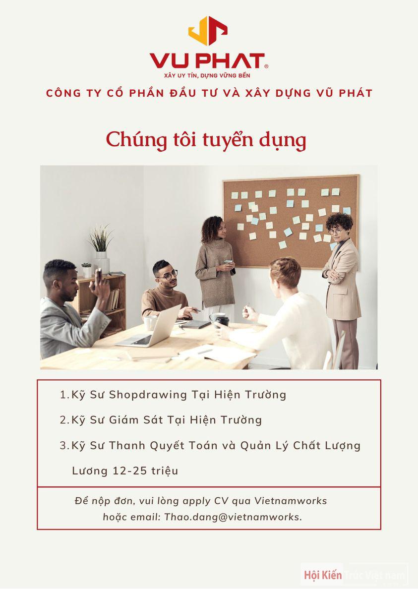 CÔNG TY CỔ PHẦN ĐẦU TƯ VÀ XÂY DỰNG VŨ PHÁT tuyển dụng