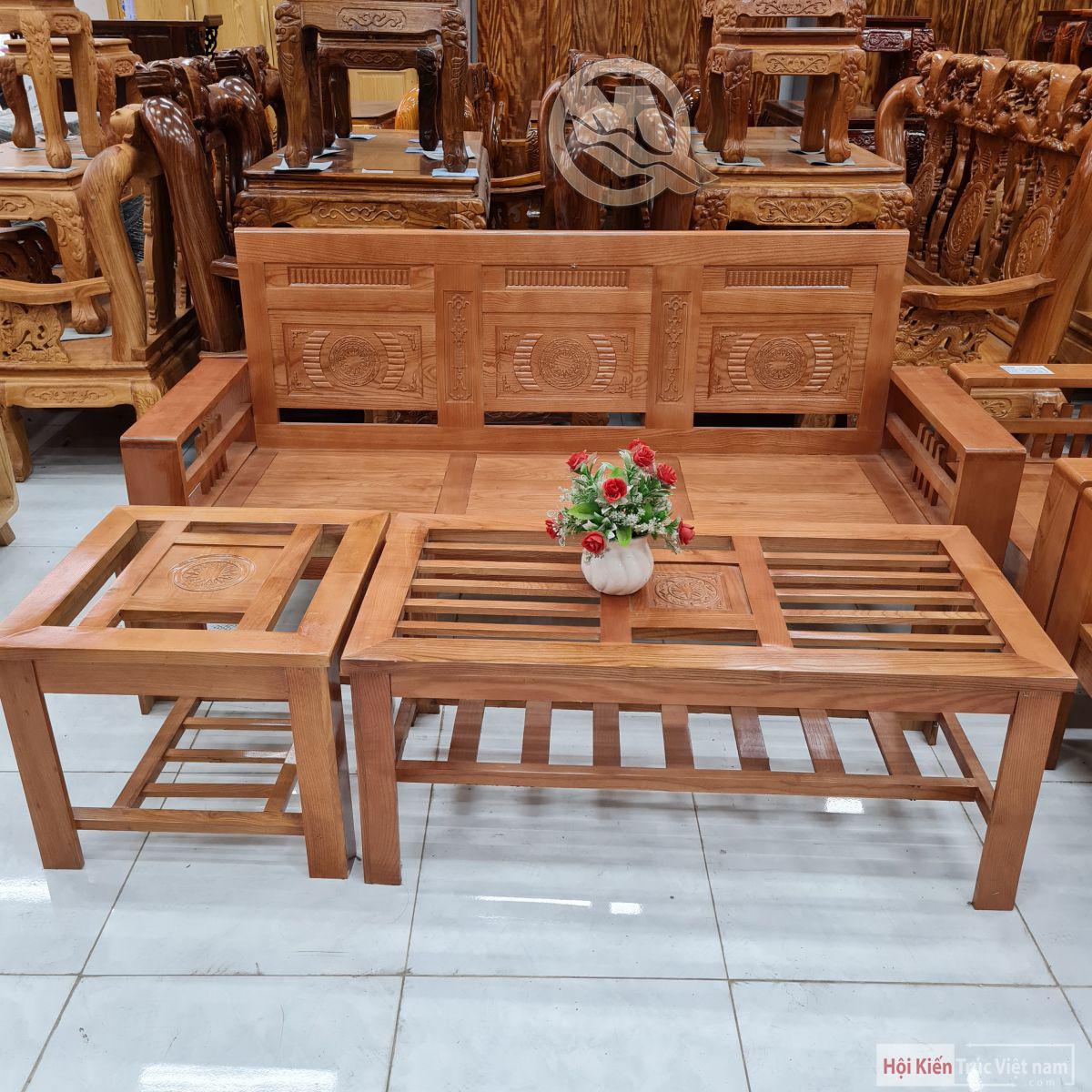 BỘ SOFA TỰA THẲNG GỖ SỒI MÀU - SP852
