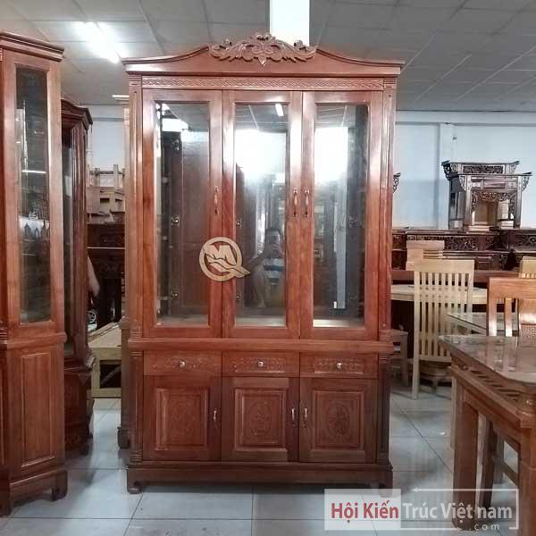 TỦ RƯỢU VUÔNG 3C XOAN ĐÀO 1M2- SP594