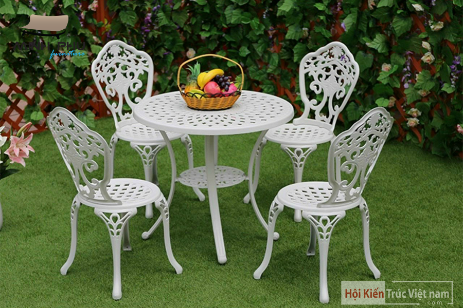 BỘ BÀN NHÔM ĐÚC NGUYÊN KHỐI DÙNG CHO NGOÀI TRỜI SÂN VƯỜN